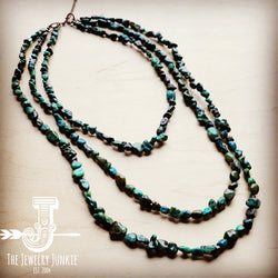 Long Genuine Natural Turquoise Triple Strand Necklace 254a