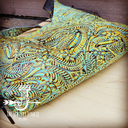 Montana Embossed Leather Hobo Handbag in Dallas Turquoise 508q