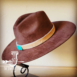 Light Hair on Hide Leather Hat Band Only w/ Turquoise Slab 951n