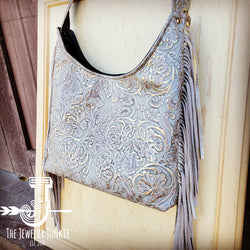 Montana Leather Hobo Handbag in Gilded Cowboy & Fringe 507k