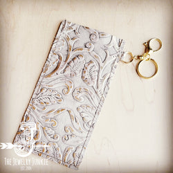 Embossed Leather Sunglasses Case w/ Keychain-Gilded Cowboy 100v