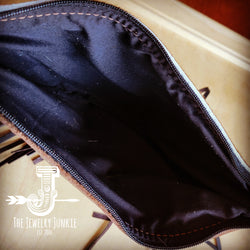 Hair on Hide Handbag w/ Oyster Paisley Accent & Fringe 508b