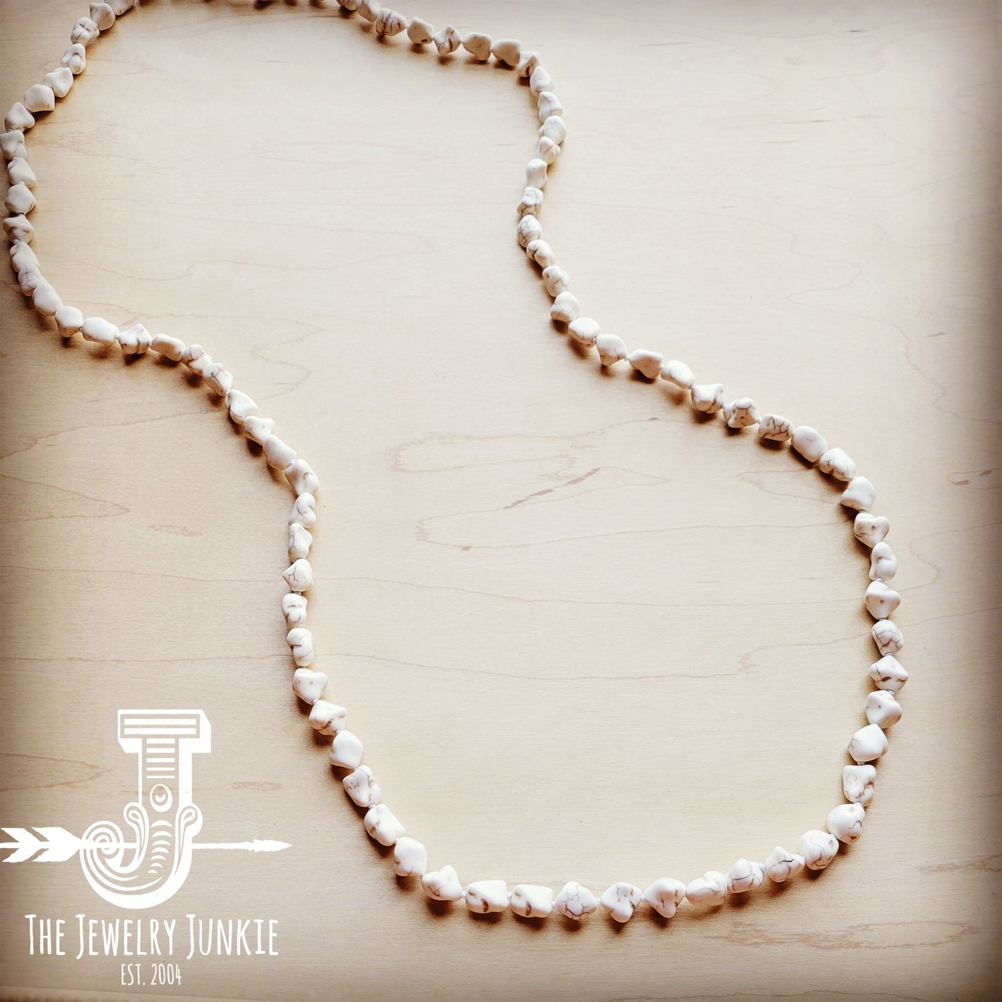 Boho Beaded Necklace w/ White Turquoise