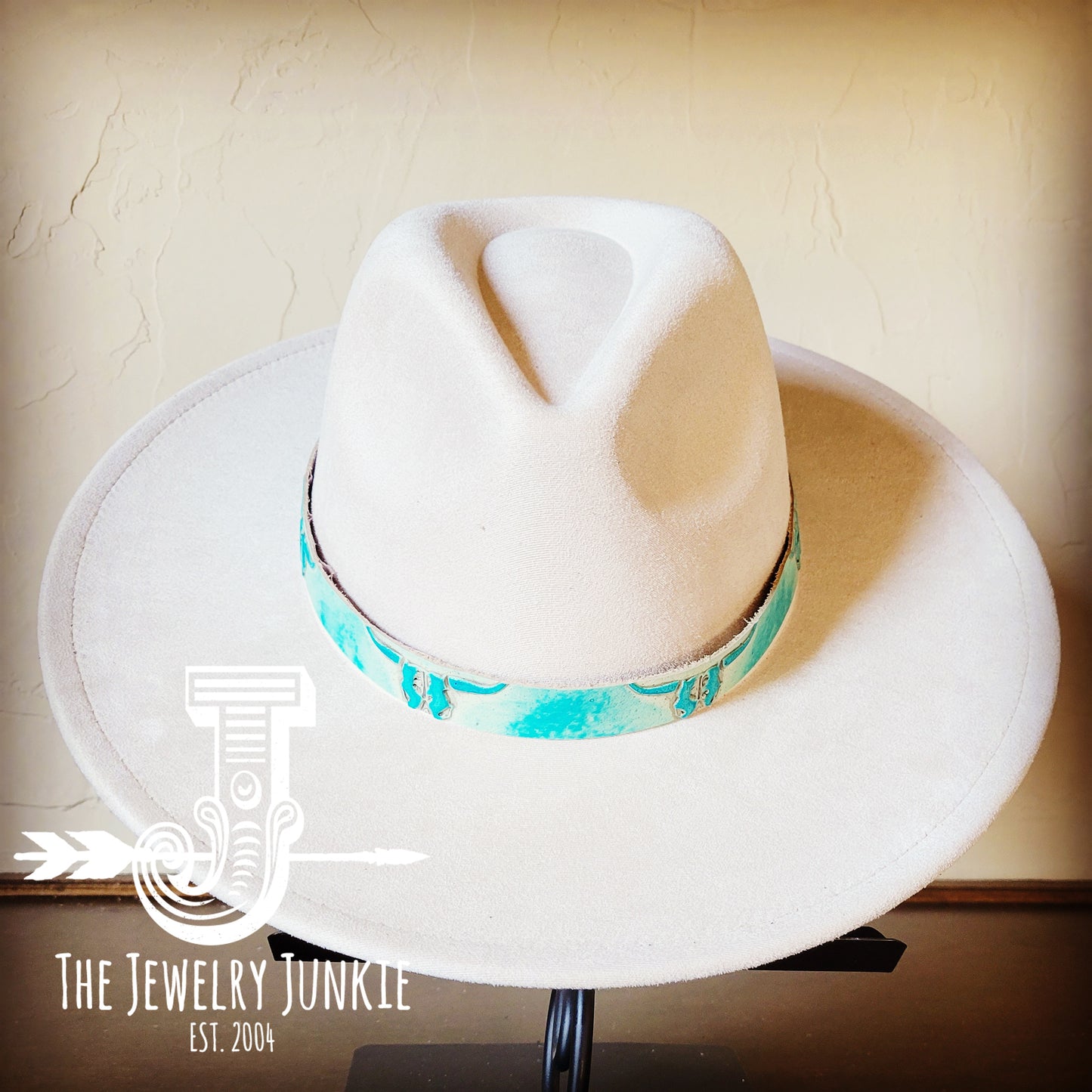Turquoise Steer Head Embossed Leather Hat Band Only 951w
