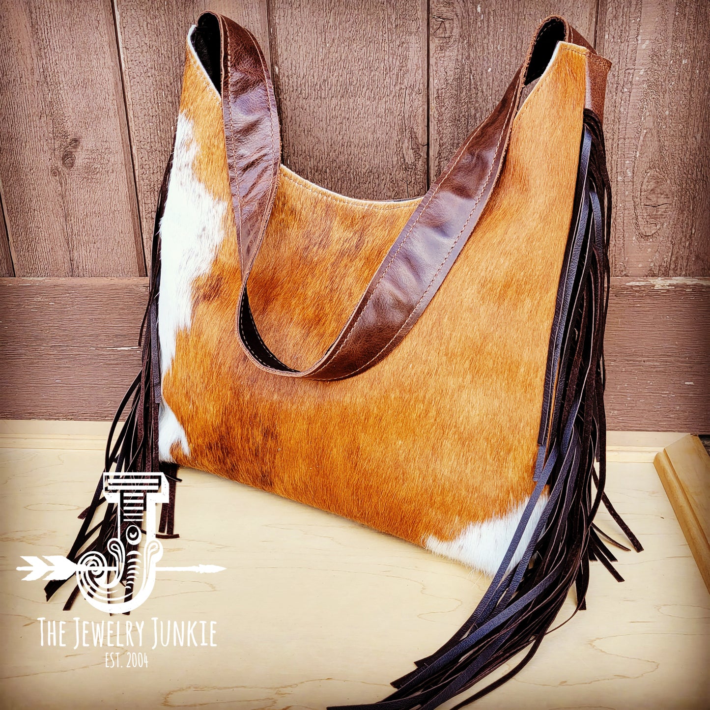 Montanta Leather Hobo Handbag Tan Brindle Hair-on-Hide 510b