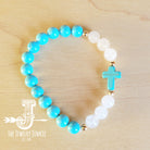 Bracelet Bar-Natural Jade and Howlite Beaded Stretch Bracelet