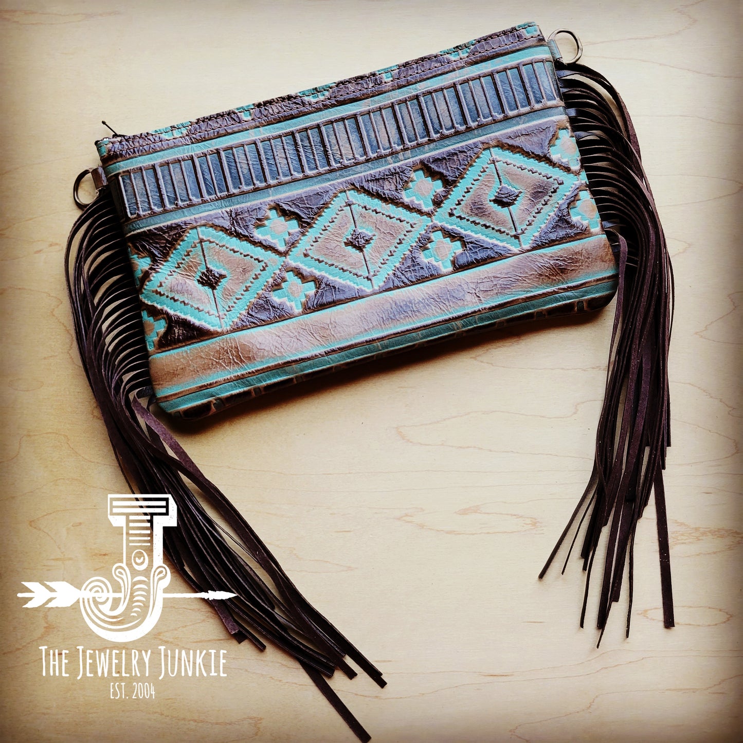 Turquoise Navajo Leather Clutch Handbag 501g