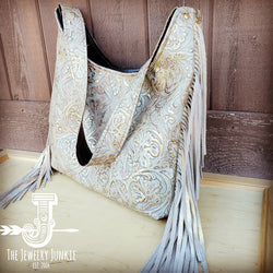 Montana Leather Hobo Handbag in Gilded Cowboy & Fringe 507k