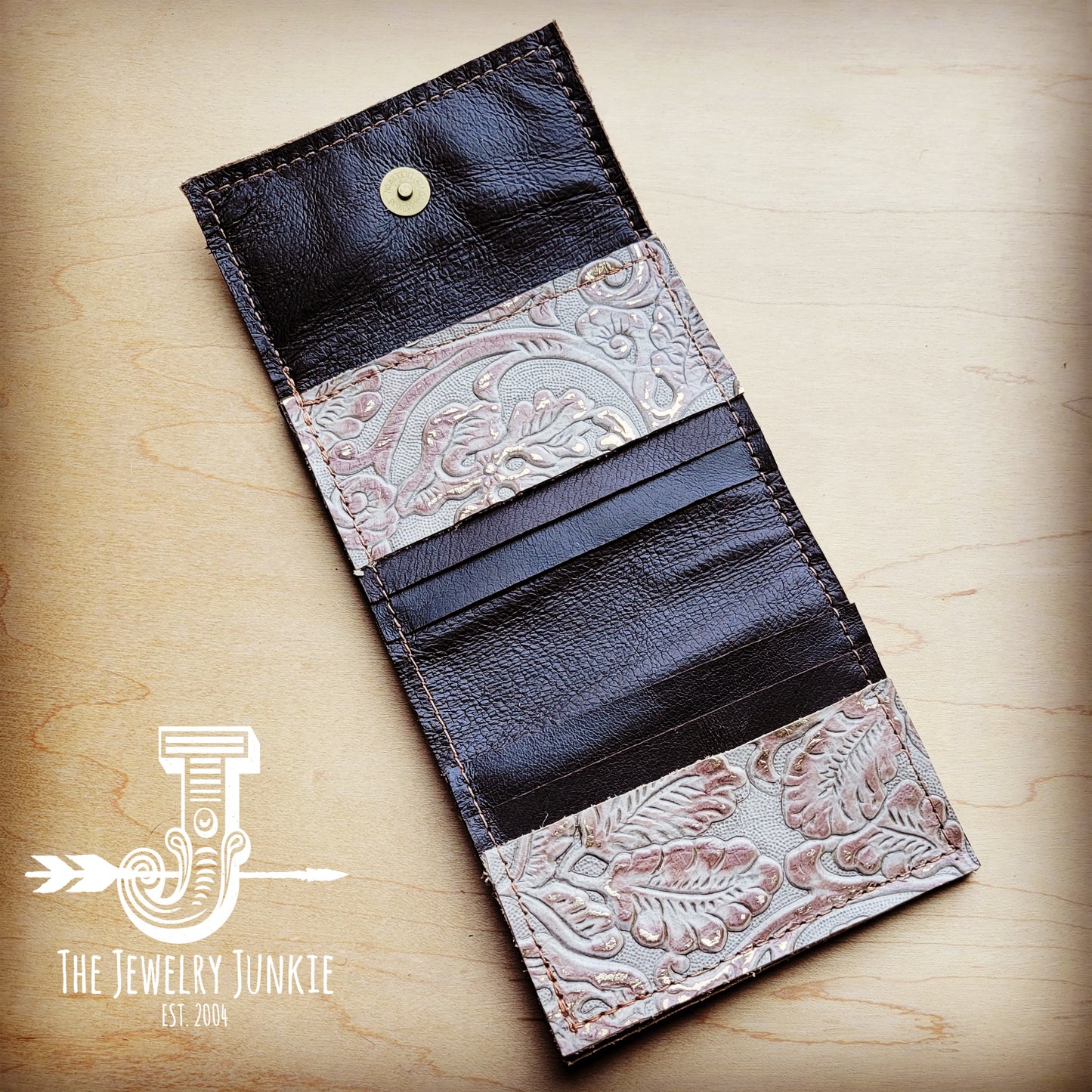 Arizona Tri-Fold Embossed Leather Wallet-Gilded Cowboy 302y