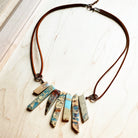 Aqua Terra Leather Cord Necklace with Feather