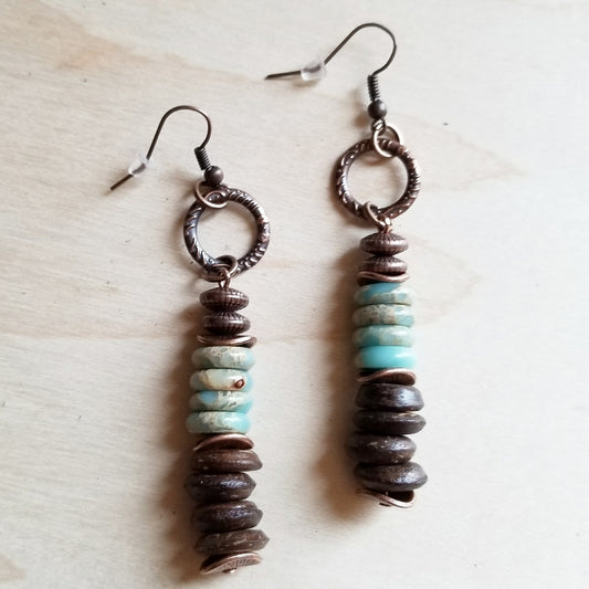 Aqua Terra and Wood Earrings 238R - The Jewelry Junkie