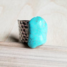Turquoise Chunk on Cuff Ring  012o - The Jewelry Junkie