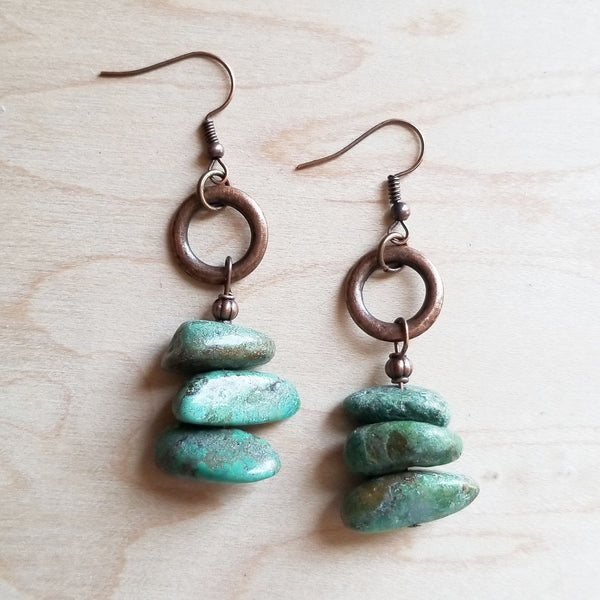 Natural Turquoise Stacked Gemstone Earrings 245q - The Jewelry Junkie