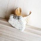 Chunky White Turquoise Slab on Hammered Gold Cuff RingBase 012s - The Jewelry Junkie