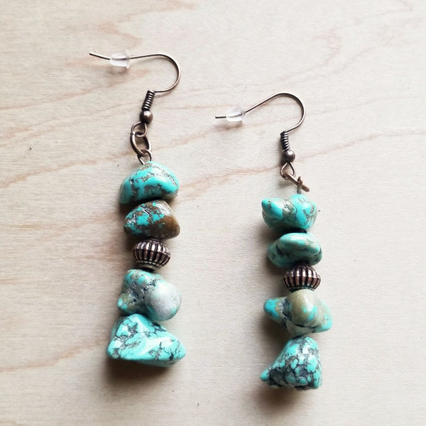 Stacked Turquoise and Copper Earrings 219f - The Jewelry Junkie