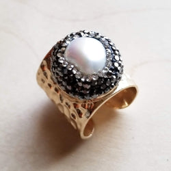 Freshwater Pearl Cuff Ring  012t - The Jewelry Junkie