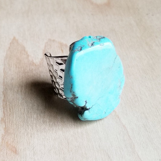 Blue Turquoise Slab Ring 012H