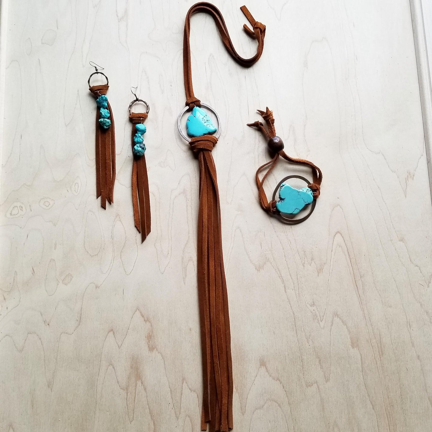 Blue Turquoise Earrings, Bracelet and etc