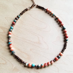 Multi Colored Turquoise Beaded Collar Length Necklace