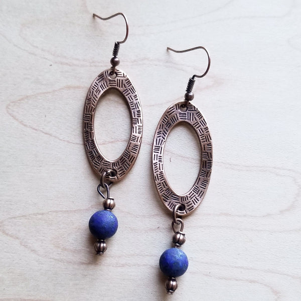 *Frosted Blue Lapis Drop Earrings 234D
