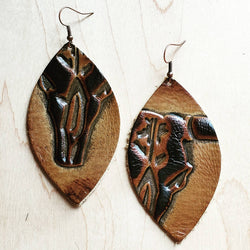 *Leather Oval Earrings Tan Steer Head 223x