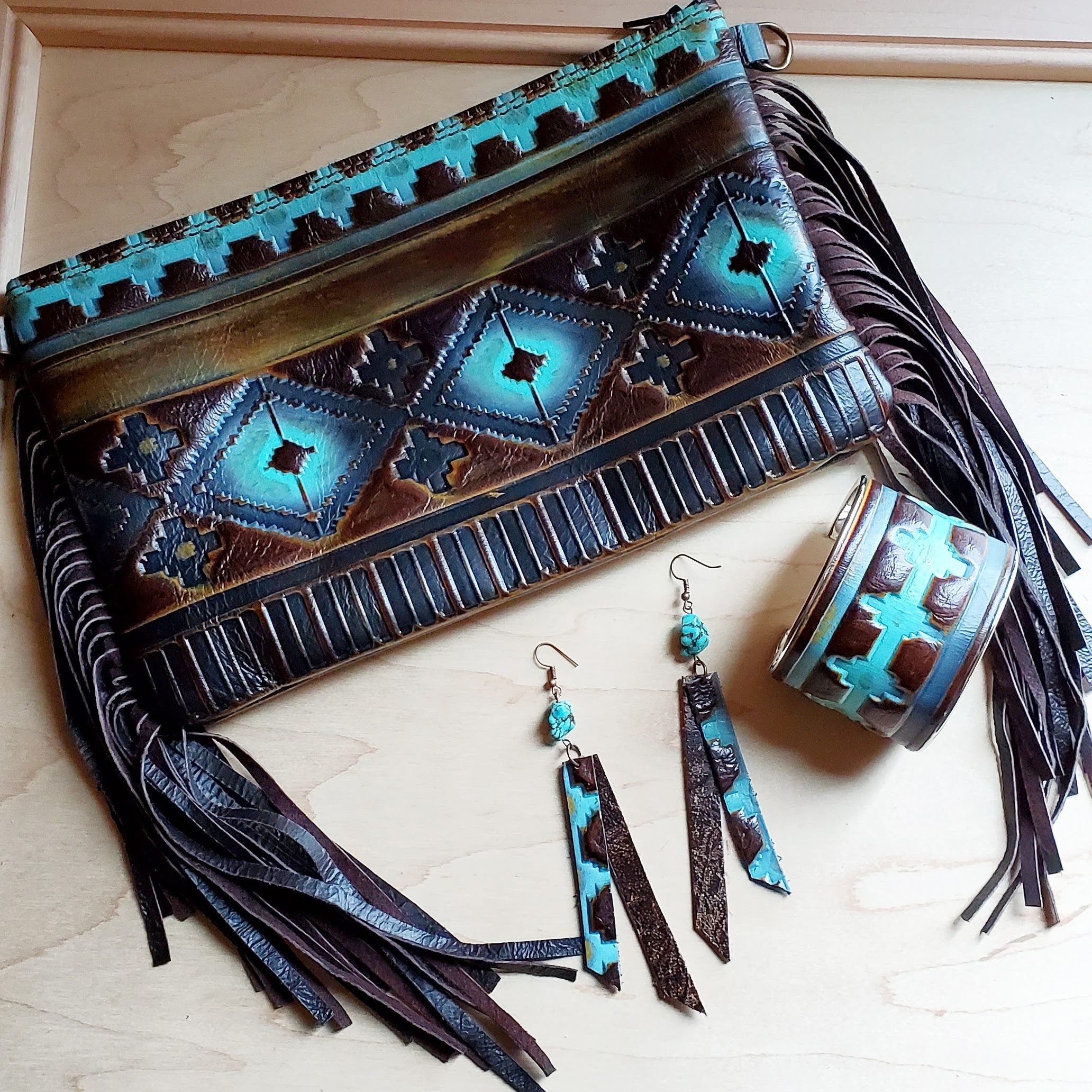 The Turquoise Night Out Navajo Fringe Clutch Bag – Shop Envi Me