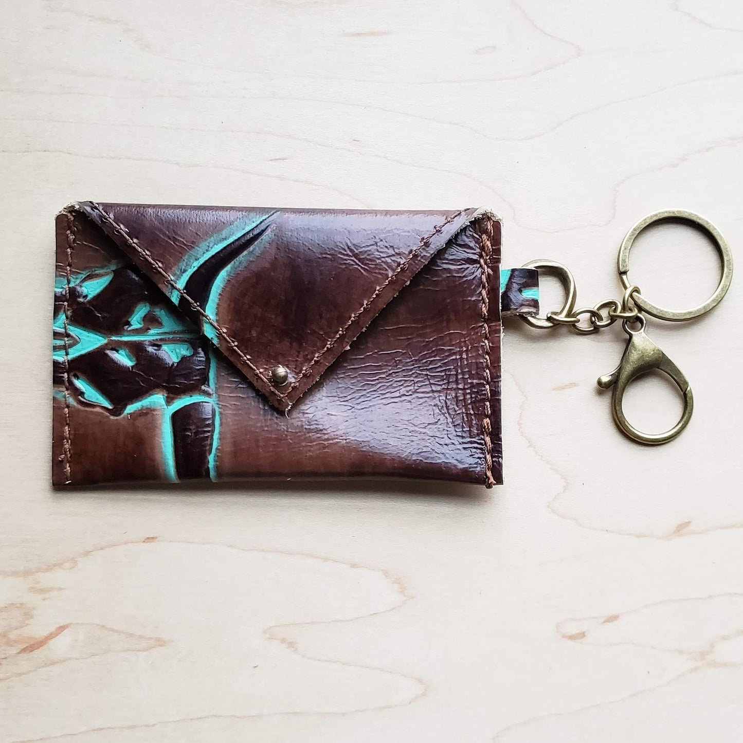 *Sierra Credit Card Wallet-Turquoise Steer Head 600f
