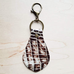 **Embossed Leather Key Chain - Cream and Bronze Gator 700i