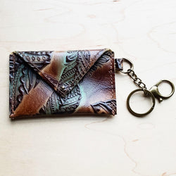 *Sierra Credit Card Wallet-Turquoise and Tan Feather 600e