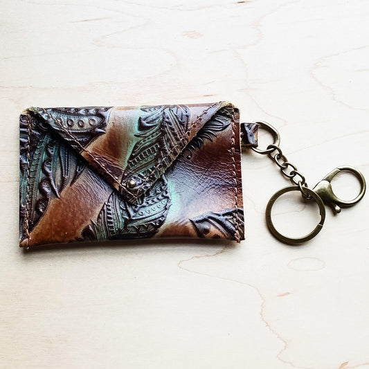 *Sierra Credit Card Wallet-Turquoise and Tan Feather 600e