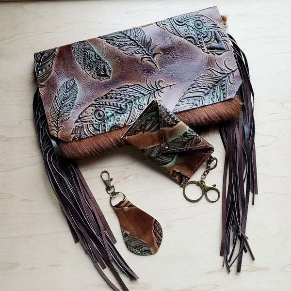 *Sierra Credit Card Wallet-Turquoise and Tan Feather 600e
