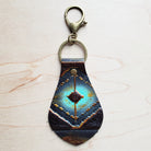 Leather Keychain-Blue Navajo