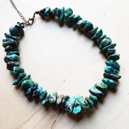 Chunky Natural Turquoise Collar Length Necklace (245b)