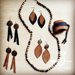 Leather Rectangle Earrings w/ Tan Suede 200m