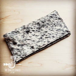 Hair-on-Hide Leather Wallet-Gray and White 300q