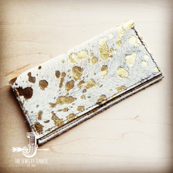 Hair-on-Hide Leather Wallet-Gold Metallic 300u