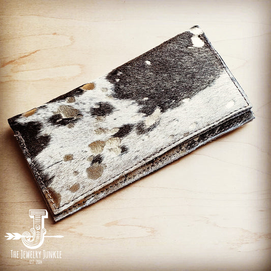 Hair-on-Hide Leather Wallet-Mixed Metallic 300v