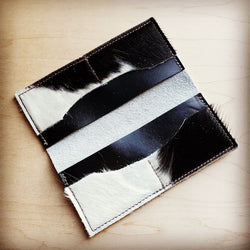 Hair-on-Hide Leather Wallet- Spotted with White 300w