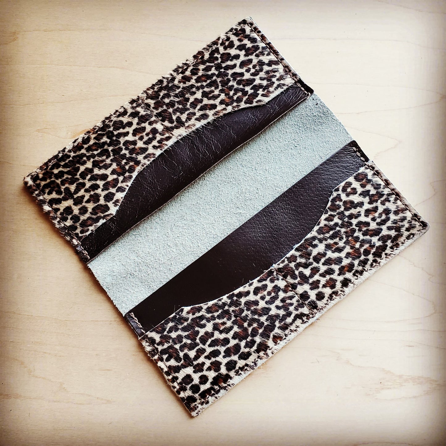 **Hair-on-Hide Leather Wallet-Mini Leopard 300r