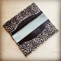 **Hair-on-Hide Leather Wallet-Mini Leopard 300r