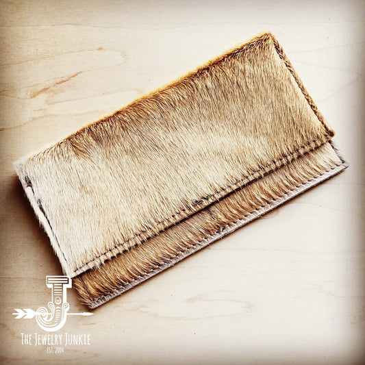 **Hair-on-Hide Leather Wallet-Light Tan Brindle 300p