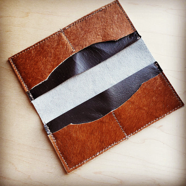 Hair-on-Hide Leather Wallet-Tan Brindle 300o