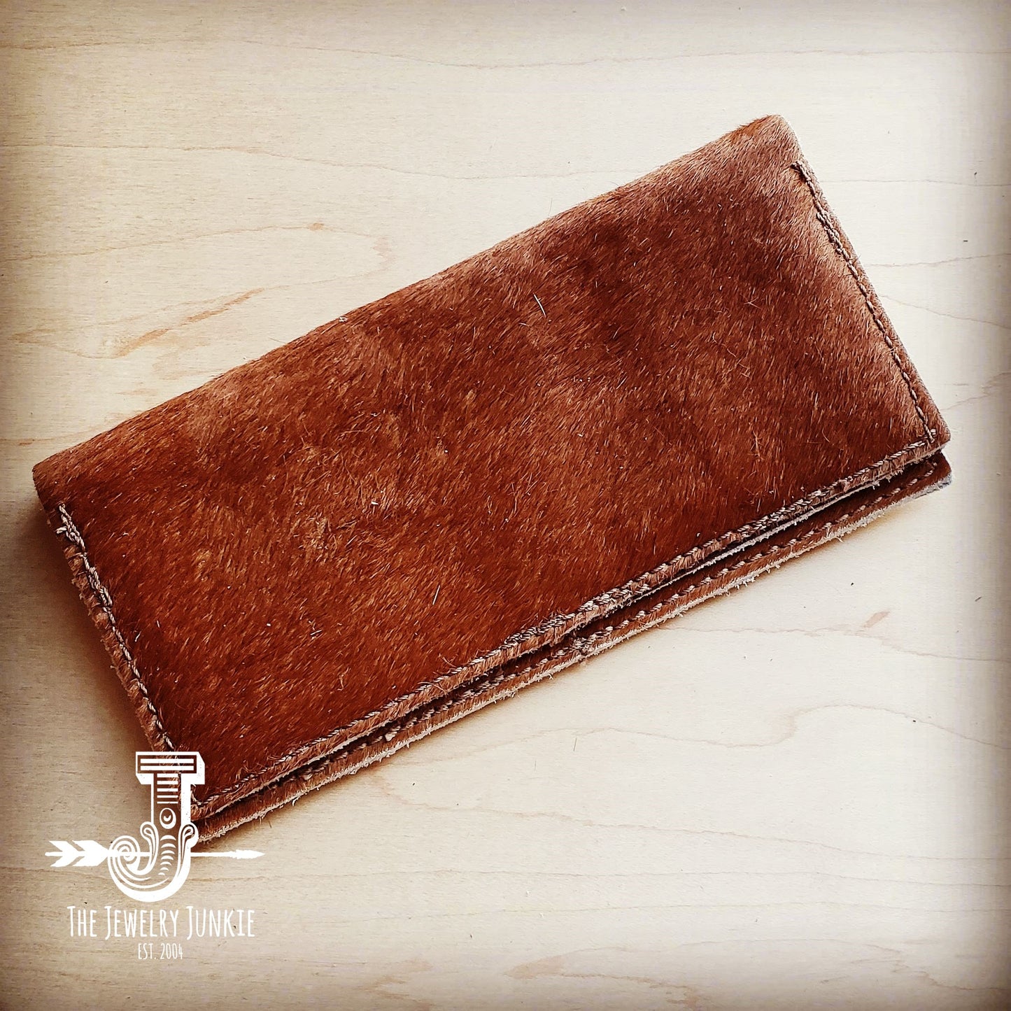 Hair-on-Hide Leather Wallet-Tan Brindle 300o