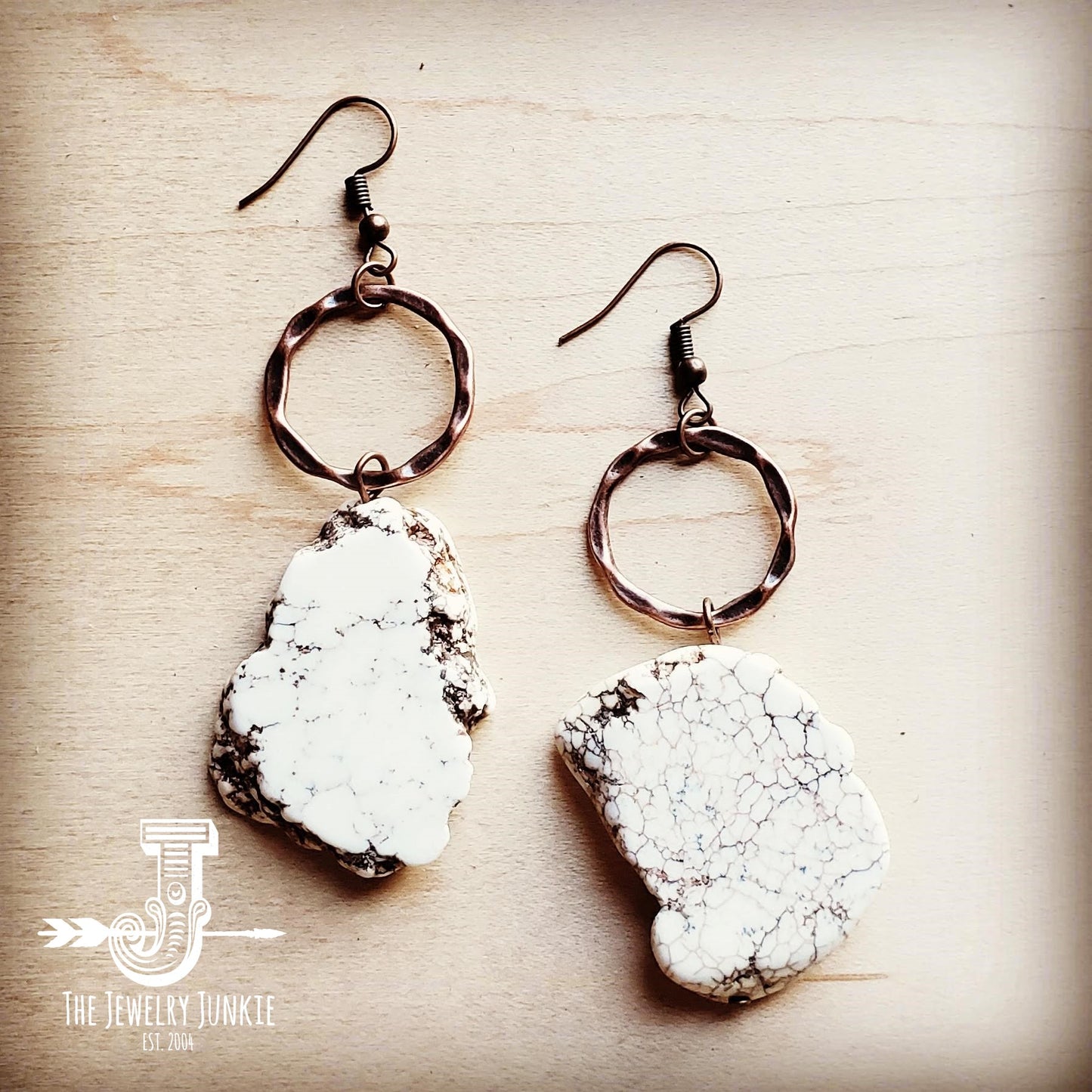 White Turquoise Chunky Earrings 215N