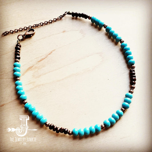 Blue Turquoise Choker Necklace 230G