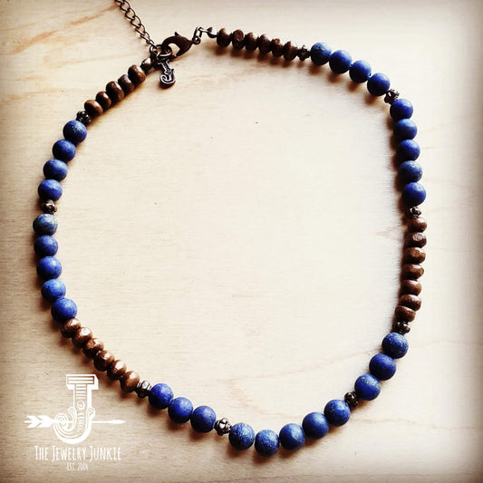**Frosted Blue Lapis Choker Necklace 230n