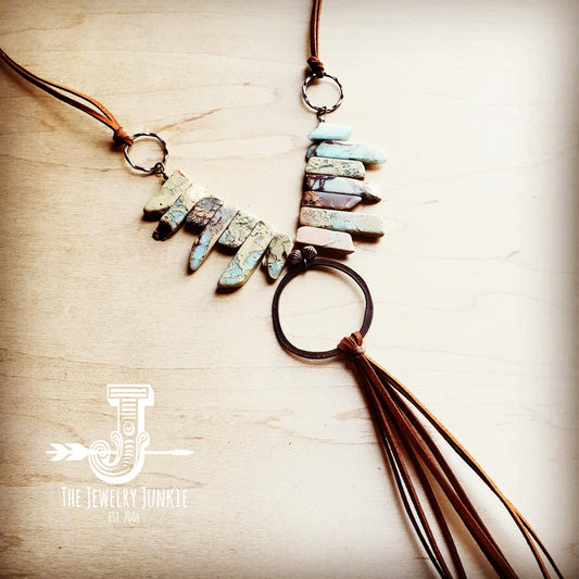 Hammered Hoop on Aqua Terra Necklace