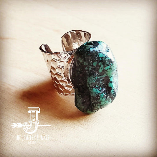 Natural Turquoise Chunk on Cuff Ring  012v