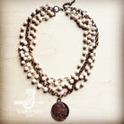 White Turquoise and Copper Choker Necklace w/ Indian Head Coin