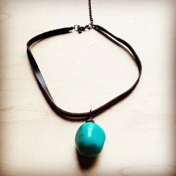 Leather Choker with African Turquoise Accent 242z